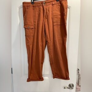Time and Tru Size 16 Rust Cargo Pants Cotton Utility Pockets Red Orange canvas